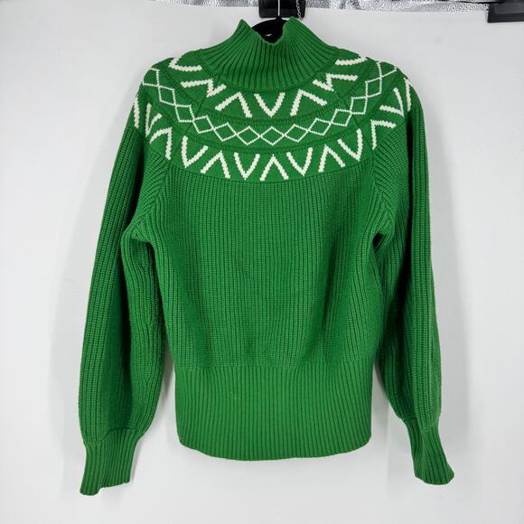 Varley Marcie Fair Isle Mock Neck Sweater in Verdant Green - Picture 3 of 4